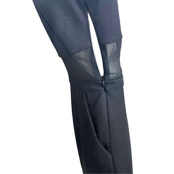 BCBG Cocktail Dress Size 2 Black Sheer Cutout Panel Midi Party A Line Sleeveless - Picture 8 of 13